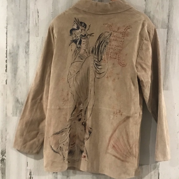 LOOK EAST Vintage Oriental 100% Suede Jacket Sz L - Picture 1 of 9